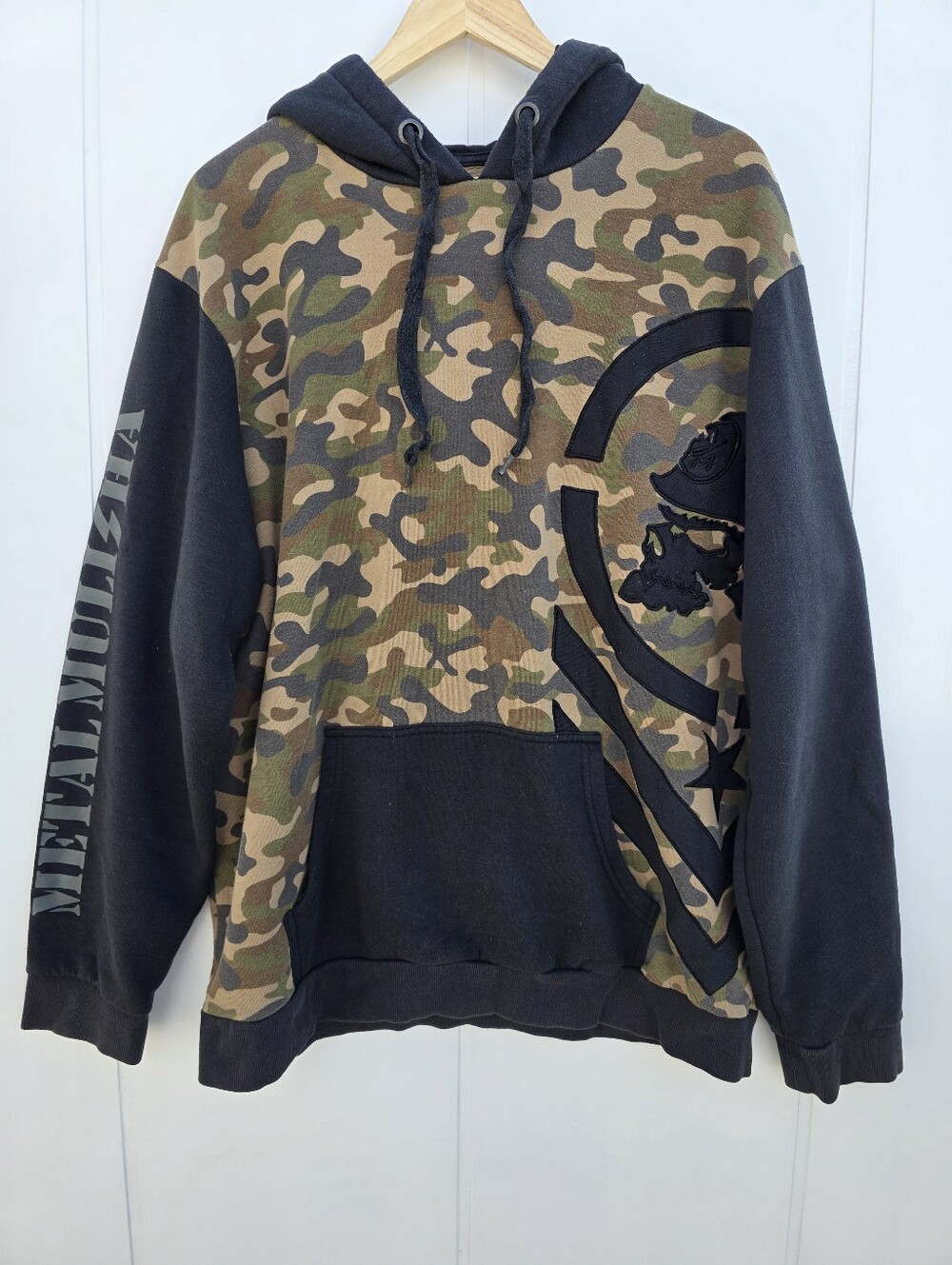 Metal Mulisha Y2k Camo Green Black Pullover Hoodie Mens XL